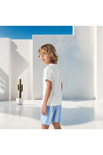 Juniors 3-Piece Nautical Print Crew Neck T-shirt and Shorts Set