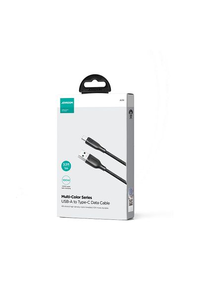 Joyroom Cablu de transfer rapid USB-A - USB-C 100W, serie Multi-Color, negru, 1 m