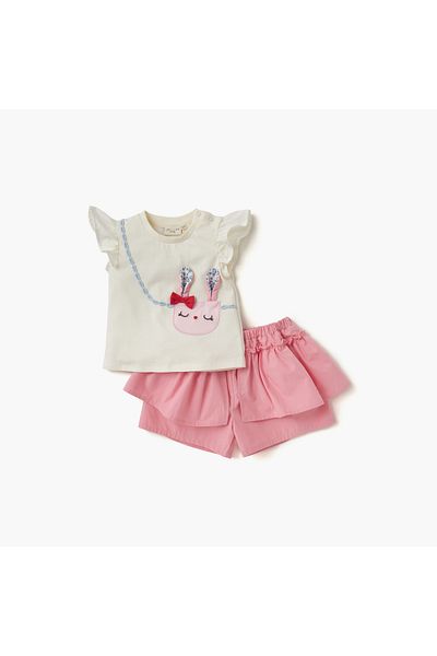 Juniors Bag Applique T-shirt and Shorts Set