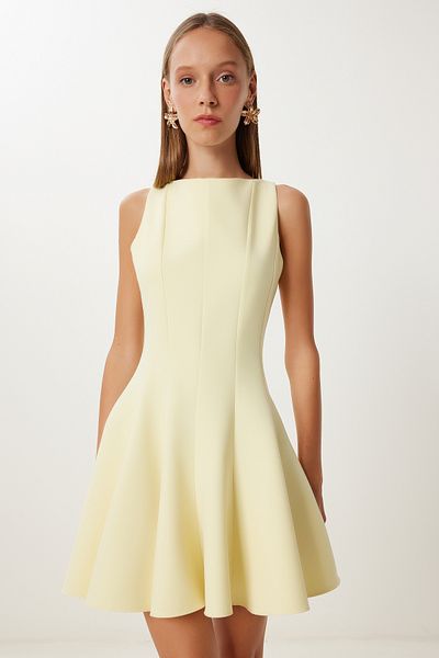 Lovelyİstanbul Flying Effect Mini Woven Dress Lfk0004 Yellow