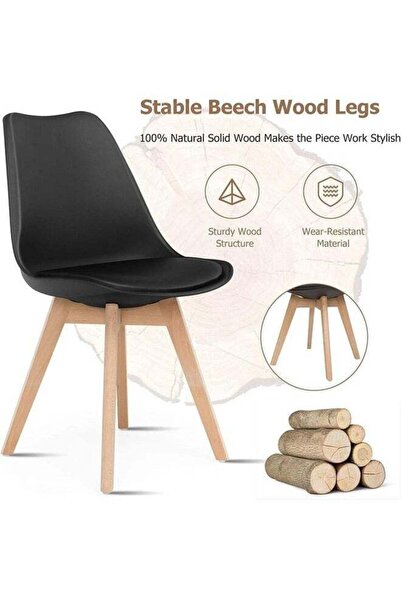 Taimi 3-Piece Dining Set, Black Modern Square Table, 80x80x73cm with 2 Black Chairs Soft Padded Seats