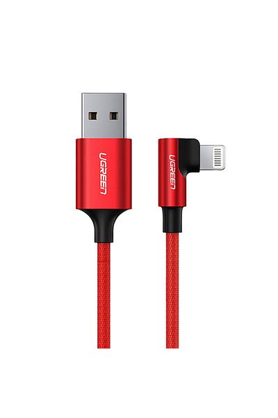 Ugreen Kabel przewód kątowy iPhone Lightning - USB-A MFi 2.4A 1m - czerwony