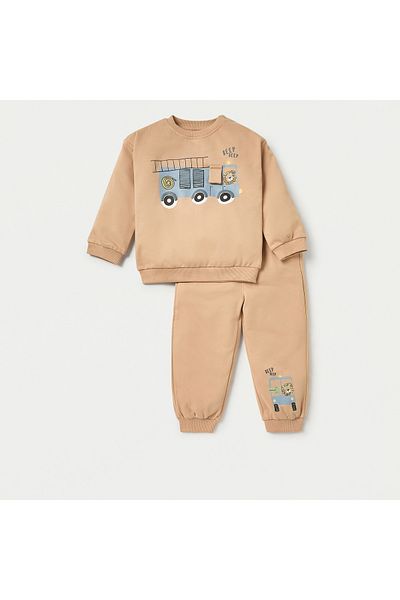 Juniors Graphic Print Long Sleeves Sweatshirt and Joggers Set