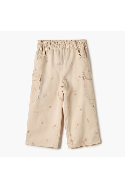 Juniors All-Over Floral Embroidered Pants with Elasticated Waistband