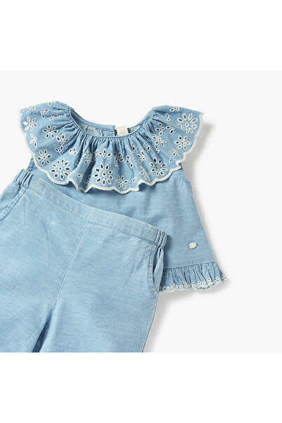 giggles Schiffli Textured Top and Pant Set