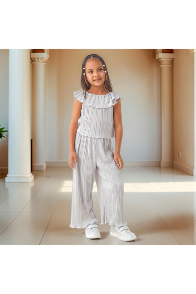 Juniors Textured Top and Wide Leg Pant Set