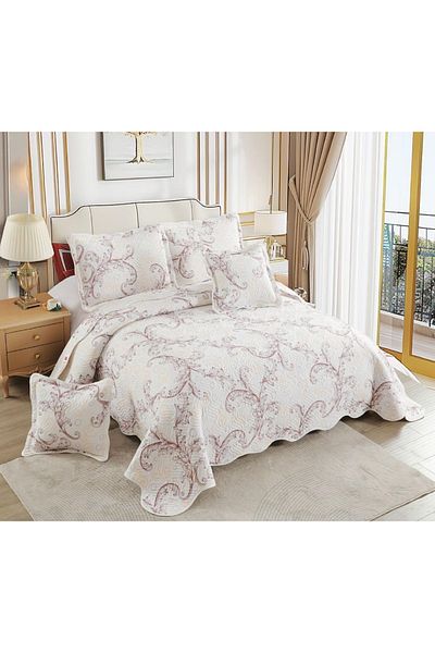 CHIRASO Set Cuvertură Bumbac Finet, Cuvertură 230x250cm, 2 Fețe Pernă 60x80cm, 2 Fețe Pernă 55x55cm