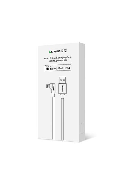 Ugreen Kabel przewód kątowy iPhone Lightning - USB-A MFi 2.4A 1m - czerwony