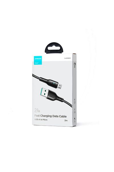 Joyroom Cablu USB - microUSB 2.4A cu diodă LED 2m negru