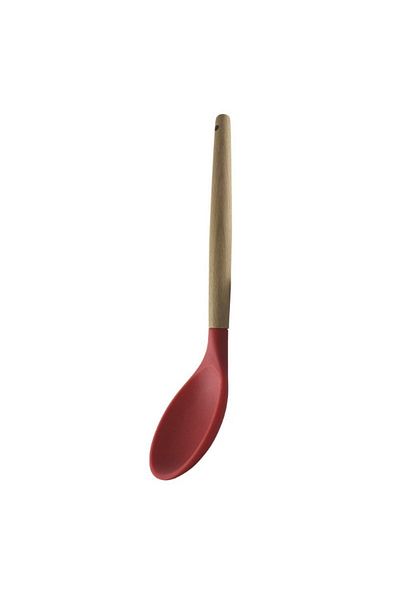 gogiva Kitchen spoon, silicone, with wooden handle, non-stick, suitable for serving, tasting, 30 cm