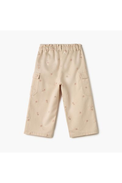Juniors All-Over Floral Embroidered Pants with Elasticated Waistband