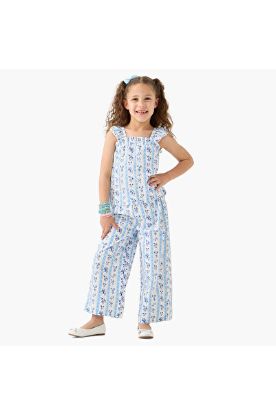 Juniors Floral Print Sleeveless Top and Pant Set