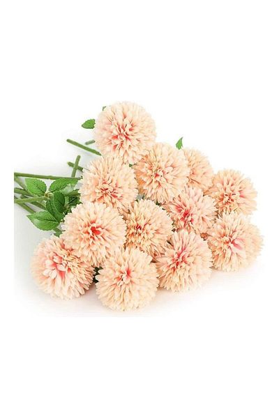 fun zone XiuWoo 12-Piece Artificial Chrysanthemum Ball Flower Beige/Green