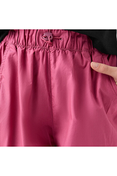 Juniors Solid Cargo Pants with Cord Lock Closure and Pockets