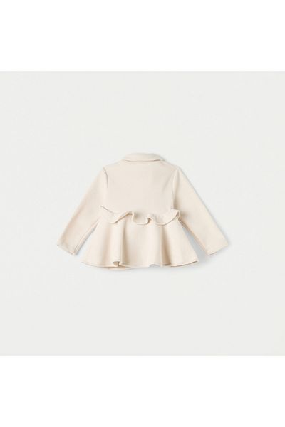ELIGO Textured Ruffle Detail Jacket with Long Sleeves and Button Placket