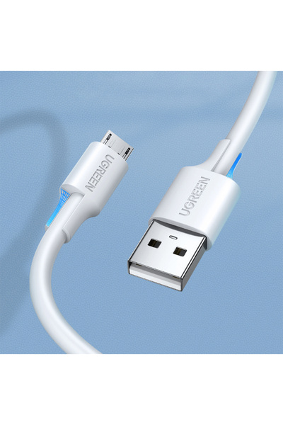 Ugreen Cablu PVC USB0-A - microUSB 480 Mb/s 0.5m alb