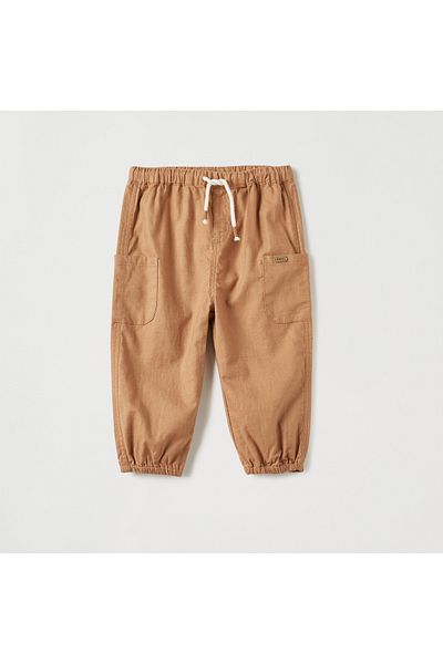 giggles Solid Cargo Joggers with Drawstring Closure and Pockets