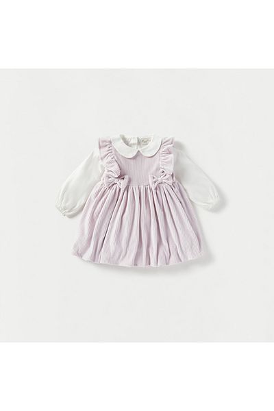 Juniors Solid Long Sleeves Top and Ribbed Dress Set