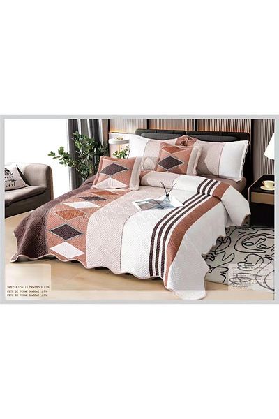 CHIRASO Set Cuvertură Bumbac Finet, Cuvertură 230x250cm, 2 Fețe Pernă 60x80cm, 2 Fețe Pernă 55x55cm