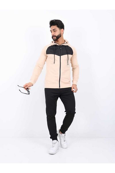 TUWAN sport Men's Diver Fabric Digital Printing Raised Zippered Hooded Sweatpants Set