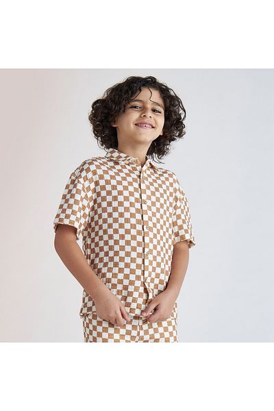 ELIGO Checked Short Sleeves Shirt and Shorts Set