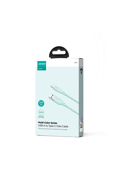 Joyroom Cablu de transfer rapid USB-A - USB-C 100W, serie Multi-Color, verde, 1 m