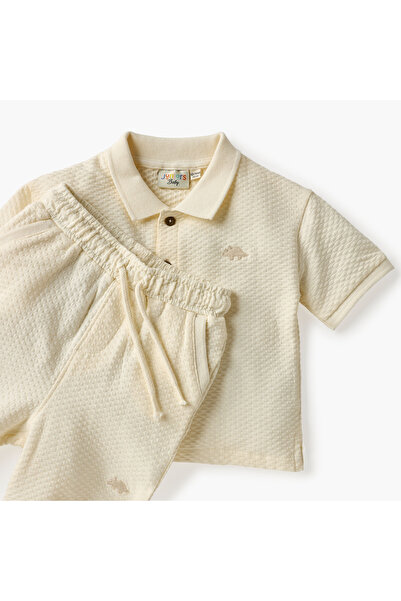 Juniors Textured Polo T-shirt and Shorts Set