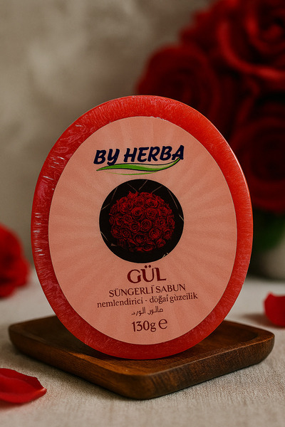 By Herba صابون طبيعي بالورد الإسفنجي