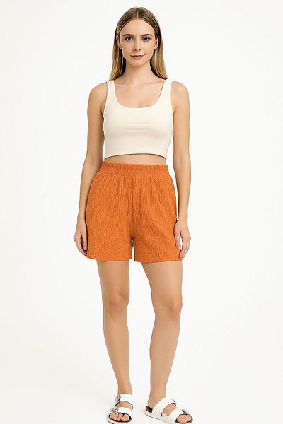 Loomi Women's Orange Plaid Shorts