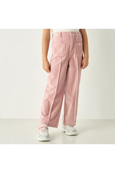 ELIGO Solid Pants with Button Closure and Pockets