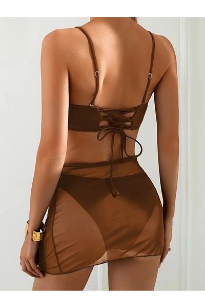 TRAJE DEN Σετ μπικίνι 3 τεμαχίων Διχτυωτό Κάλυμμα