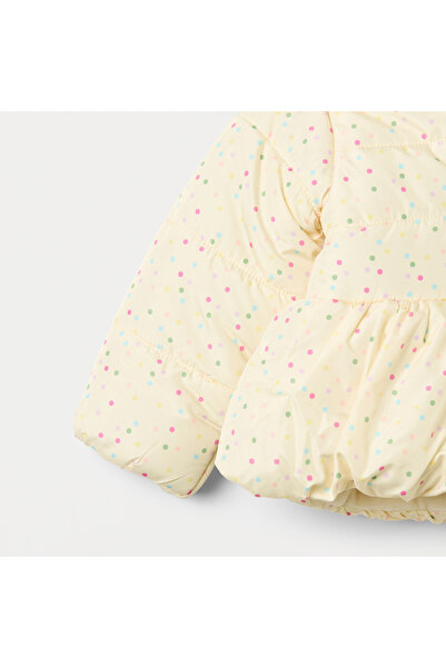 Juniors All-Over Polka Dot Print Hooded Jacket with Long Sleeves