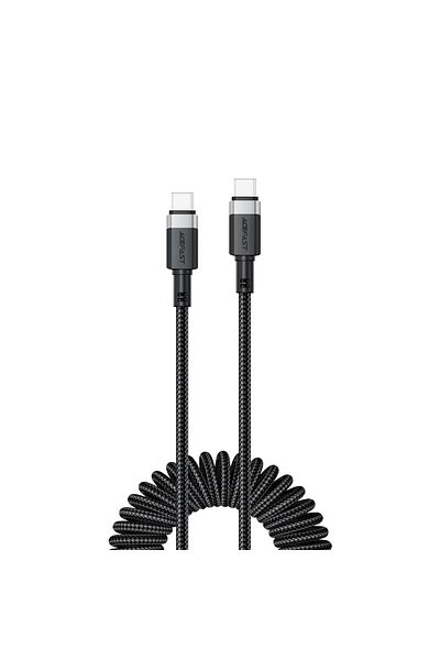 Acefast Cablu spiralat USB-C - USB-C 480Mb/s 3A 1.2m - negru