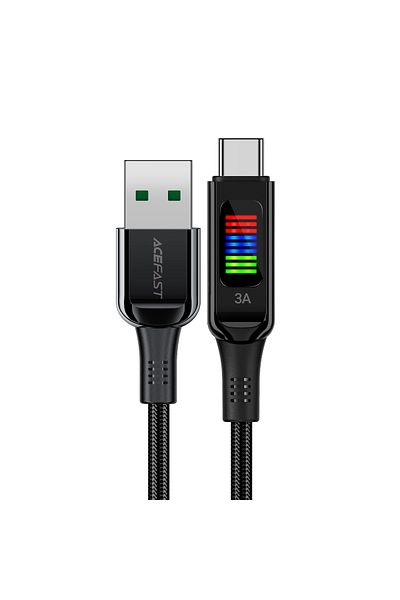 Acefast Kabel przewód USB-A - USB-C 60W z wyświetlaczem 1.2m czarny