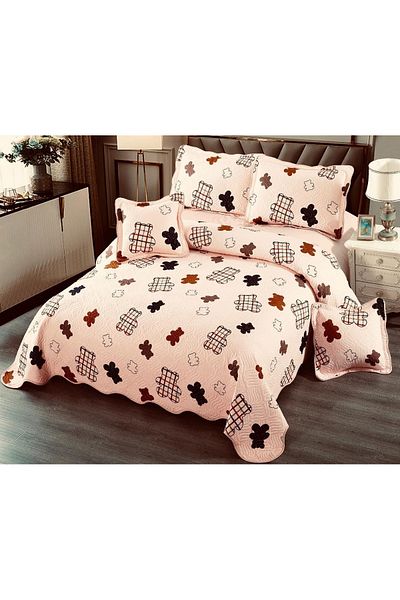 CHIRASO Set Cuvertură Bumbac Finet, Cuvertură 230x250cm, 2 Fețe Pernă 60x80cm, 2 Fețe Pernă 55x55cm