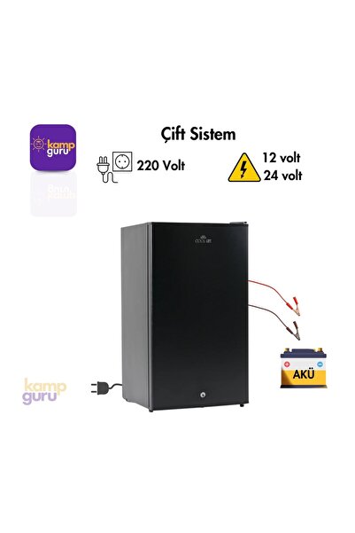 COOL LİFE Çift Sistem Cool Life 90 Litre Siyah Buzdolabı 12/24/220 Volt