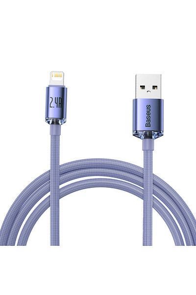 Baseus Kabel przewód do szybkiego ładowania i transferu danych USB Iphone Lightning 2.4A 2m fioletowy