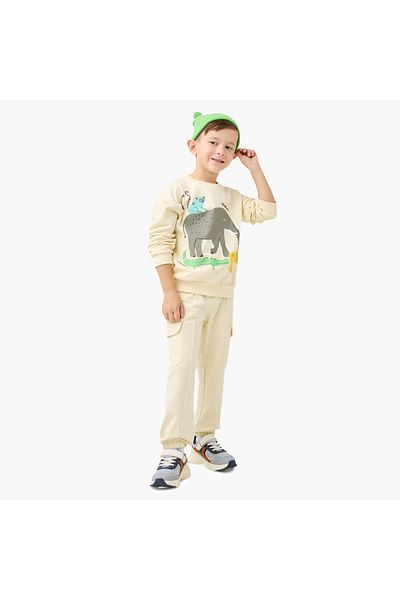 Juniors Animal Print T-shirt and Joggers Set