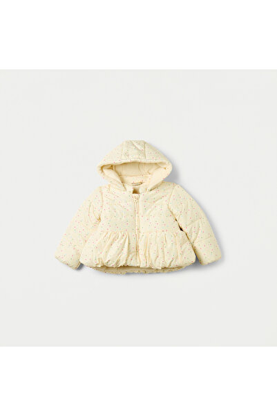 Juniors All-Over Polka Dot Print Hooded Jacket with Long Sleeves