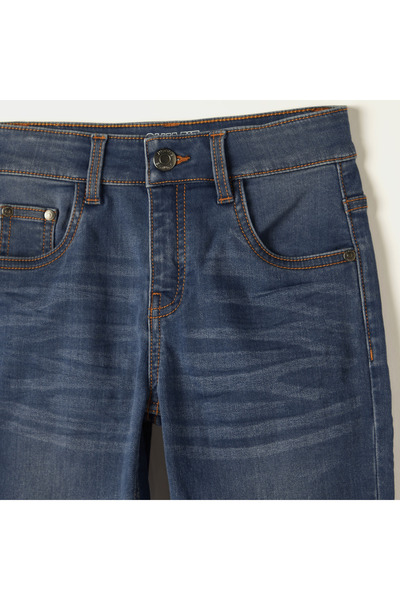 Juniors Solid Jeans with Button Closure and Pockets