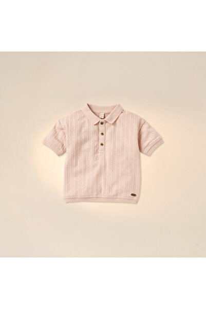 giggles Textured Polo T-shirt and Elasticated Shorts Set