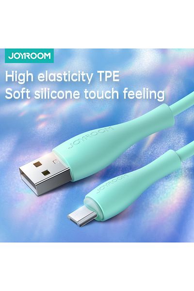 Joyroom Cablu USB-A - microUSB 3A cu indicator de încărcare, 2m verde