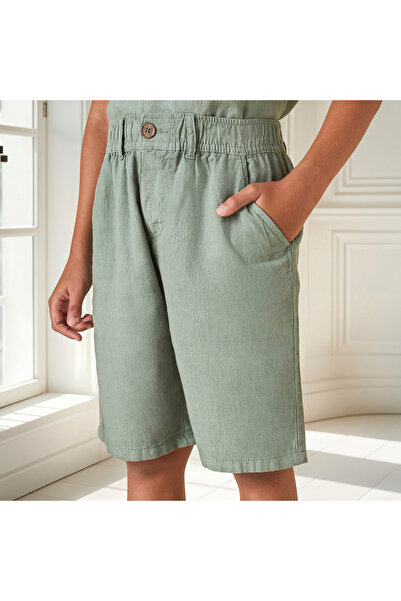 Juniors Solid Camp Collar Shirt and Shorts Set