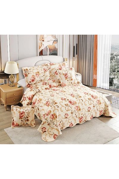 CHIRASO Set Cuvertură Bumbac Finet, Cuvertură 230x250cm, 2 Fețe Pernă 60x80cm, 2 Fețe Pernă 55x55cm