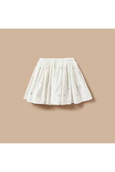 giggles Floral Embroidered Top and Skirt Set