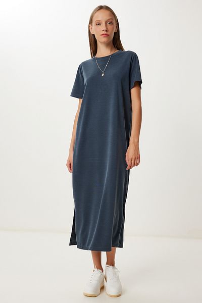 Lovelyİstanbul Oversize Basic Summer Knitted Dress Lub0082 Dark Anthracite