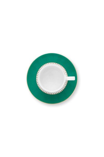 Pip Studio Cană espresso cu farfurioară, Pip Studio, 125ml, Green, colecția Love Birds