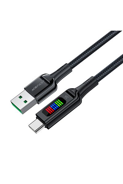 Acefast Kabel przewód USB-A - USB-C 60W z wyświetlaczem 1.2m czarny