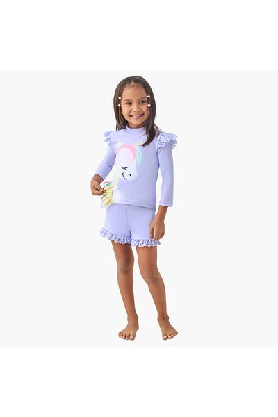Juniors Unicorn Print T-shirt and Shorts Set
