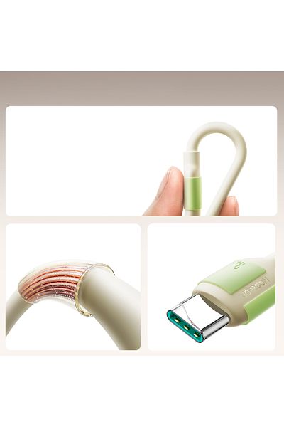 Joyroom Cablu USB-A - USB-C cu vârf fluorescent 1,2 m - bej